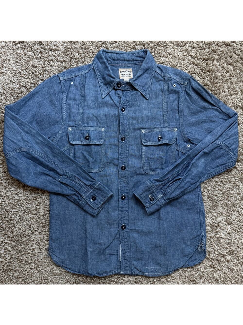 Pherrow’s Japan 770WS Blue Chambray Button Up Work Shirt Men’s Size Medium / 38